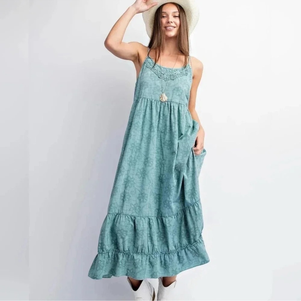 Easel Charcoal Embroidered  Top maxi dress - Picture 7 of 9
